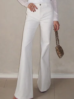 Discount Cotton High-Waist Bootcut Pants Bottoms