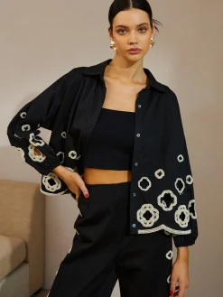 Cotton Hollow Embroidered Blouse Blouses & Shirts|Tops
