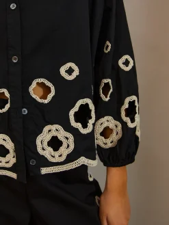 Cotton Hollow Embroidered Blouse Blouses & Shirts|Tops
