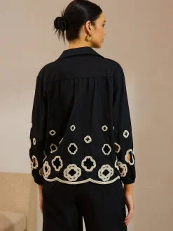 Cotton Hollow Embroidered Blouse Blouses & Shirts|Tops