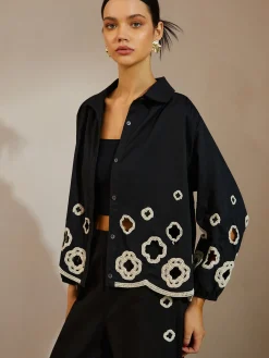 Cotton Hollow Embroidered Blouse Blouses & Shirts|Tops