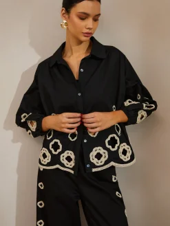 Cotton Hollow Embroidered Blouse Blouses & Shirts|Tops