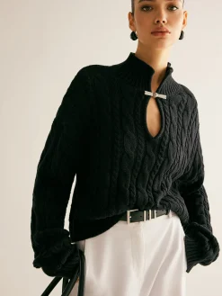 Online Cotton Keyhole Neckline Knit Top Sweater Tops|Sweaters & Cardigans
