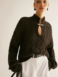Online Cotton Keyhole Neckline Knit Top Sweater Tops|Sweaters & Cardigans
