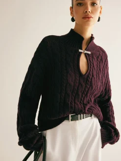 Online Cotton Keyhole Neckline Knit Top Sweater Tops|Sweaters & Cardigans