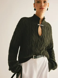 Online Cotton Keyhole Neckline Knit Top Sweater Tops|Sweaters & Cardigans