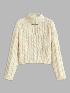 Online Cotton Keyhole Neckline Knit Top Sweater Tops|Sweaters & Cardigans