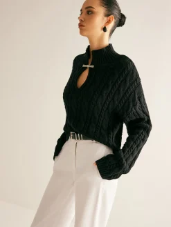 Online Cotton Keyhole Neckline Knit Top Sweater Tops|Sweaters & Cardigans