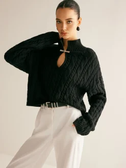 Online Cotton Keyhole Neckline Knit Top Sweater Tops|Sweaters & Cardigans