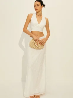 Best Cotton Knotted Backless Skirt Set Skirt Sets|Long Sleeve Sets