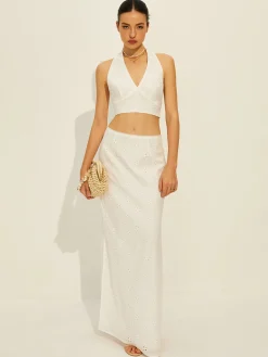 Best Cotton Knotted Backless Skirt Set Skirt Sets|Long Sleeve Sets
