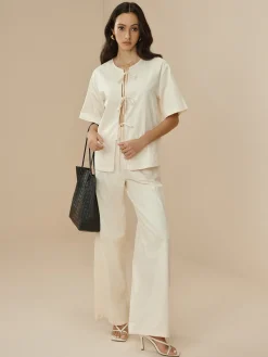 Clearance Cotton Lace Up Cozy Pants Set Pants Sets|Matching Sets