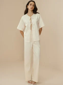 Clearance Cotton Lace Up Cozy Pants Set Pants Sets|Matching Sets