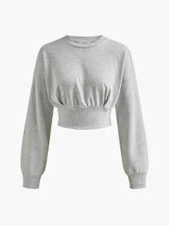 Cotton Pleated Corset Sweatshirt Sweatshirts & Hoodies|Corset Tops