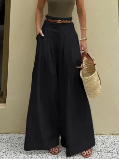 Discount Cotton Pleated Wide Leg Pants Wide Leg|Pants