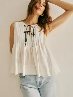 Best Cotton Ruffle Pleated Tie Front Blouse Blouses & Shirts|Tops