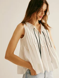 Best Cotton Ruffle Pleated Tie Front Blouse Blouses & Shirts|Tops
