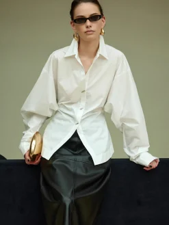 Best Cotton Side Pleated Polo Shirt Blouses & Shirts|Tops