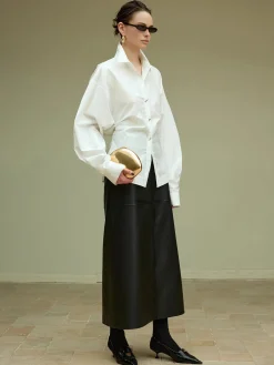 Best Cotton Side Pleated Polo Shirt Blouses & Shirts|Tops