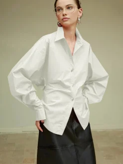 Best Cotton Side Pleated Polo Shirt Blouses & Shirts|Tops