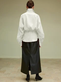 Best Cotton Side Pleated Polo Shirt Blouses & Shirts|Tops