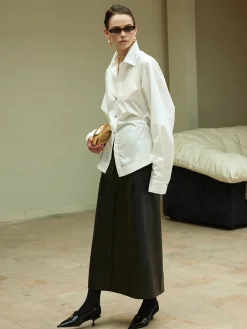 Best Cotton Side Pleated Polo Shirt Blouses & Shirts|Tops