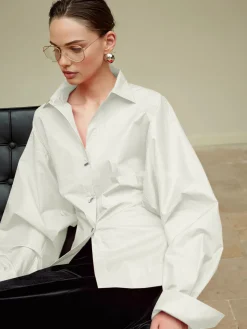 Best Cotton Side Pleated Polo Shirt Blouses & Shirts|Tops