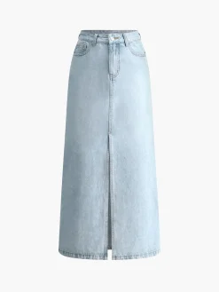 Hot Cotton Split Denim Skirt Skirts|Denim
