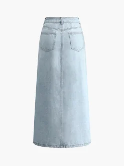 Hot Cotton Split Denim Skirt Skirts|Denim