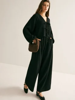 Discount Cotton Tie Front Cozy Pants Set Pants Sets|Matching Sets