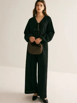 Discount Cotton Tie Front Cozy Pants Set Pants Sets|Matching Sets