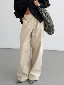 Discount Cotton Versatile Wide-Leg Pants Pants|Bottoms