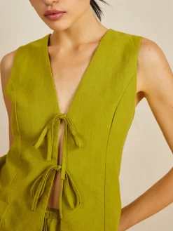 Sale Cotton V-Neck Tie Front Skirt Set Skirt Sets|Long Sleeve Sets