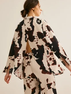 Hot Cow Printed Loose Shirt Blouses & Shirts|Matching Sets