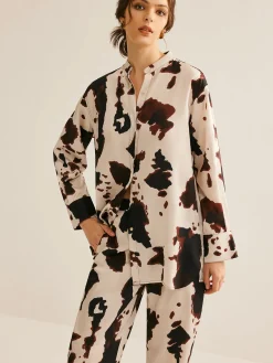 Hot Cow Printed Loose Shirt Blouses & Shirts|Matching Sets