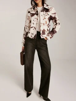 Online Cow Printed Tweed Short Jacket Outerwear|Jackets