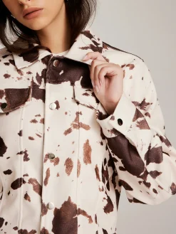 Online Cow Printed Tweed Short Jacket Outerwear|Jackets