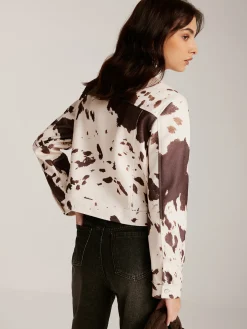 Online Cow Printed Tweed Short Jacket Outerwear|Jackets