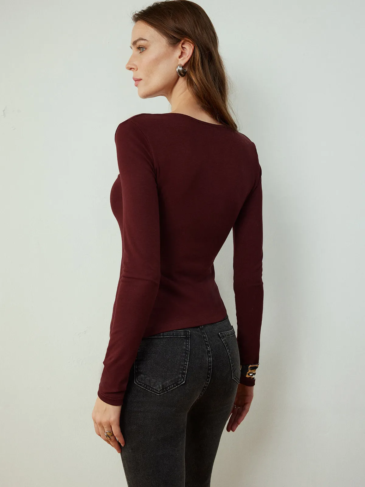 Cowl Neck Metal Decor Slim Blouse Blouses & Shirts|Tops
