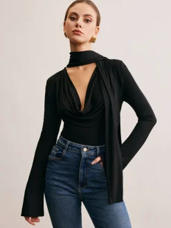 Best Cowl Neck Ribbon T-Shirt T-shirts|Tops