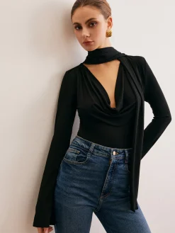 Best Cowl Neck Ribbon T-Shirt T-shirts|Tops