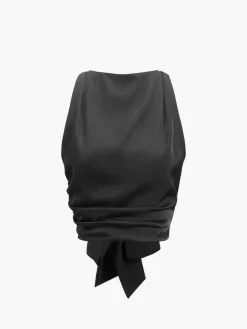 Discount Cowl Neck Ruched Open Back Crop Top Crop Tops|Tank Tops & Camis