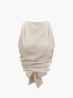 Discount Cowl Neck Ruched Open Back Crop Top Crop Tops|Tank Tops & Camis