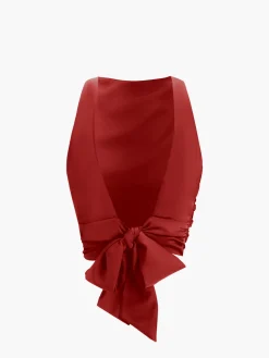 Discount Cowl Neck Ruched Open Back Crop Top Crop Tops|Tank Tops & Camis