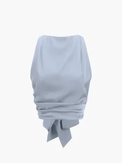 Discount Cowl Neck Ruched Open Back Crop Top Crop Tops|Tank Tops & Camis