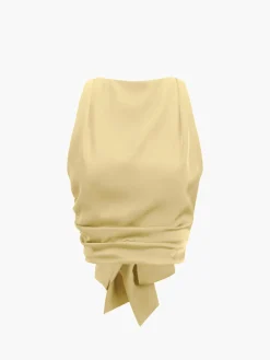 Discount Cowl Neck Ruched Open Back Crop Top Crop Tops|Tank Tops & Camis