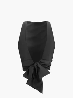 Discount Cowl Neck Ruched Open Back Crop Top Crop Tops|Tank Tops & Camis