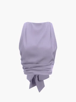 Discount Cowl Neck Ruched Open Back Crop Top Crop Tops|Tank Tops & Camis