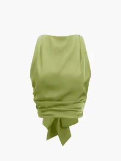 Discount Cowl Neck Ruched Open Back Crop Top Crop Tops|Tank Tops & Camis