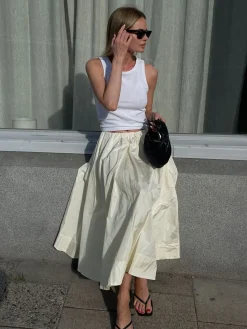Best Creamy Leisure Midi Skirt Skirts|Bottoms